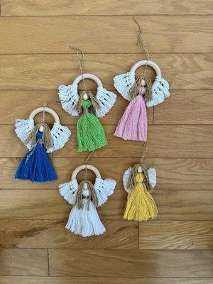 Macrame angels, keychains and bookmarks