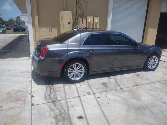 Regular outside cleaning including tire shine