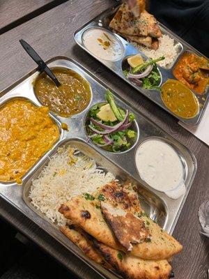 Vegetarian and non vegetarian thaali