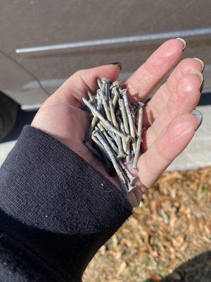 Most of the nails I picked up out of my driveway from the fence company