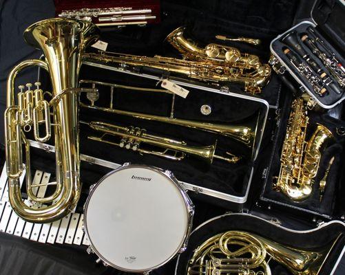 We sell and rent school band instruments.