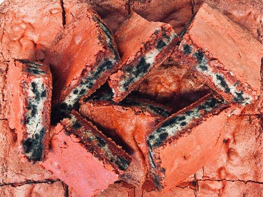 Oreo Cream Cheese stuffed Red Velvet Brownies