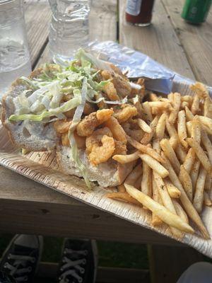 Shrimp PoBoy with seasoned Fries