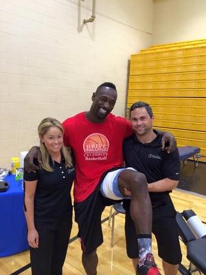 Dr. Hillary Young and Dr. Scott Weiland caring for Jevon Kearse at the MADD "Drive the Lane" Celebrity basketball game! #gcssnaples