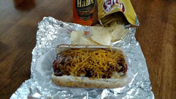 Chili cheese meal deal. Hank's sodas are awesome