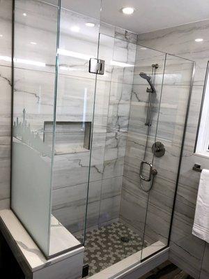 Amazing low-iron shower glass enclosure