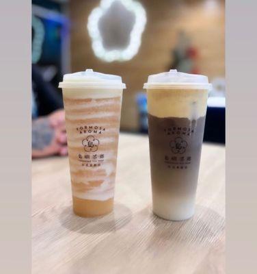 Peach Typhoon Slush 島嶼白桃颱風, Crème Brûlée Milk Tea 焦糖布蕾奶茶