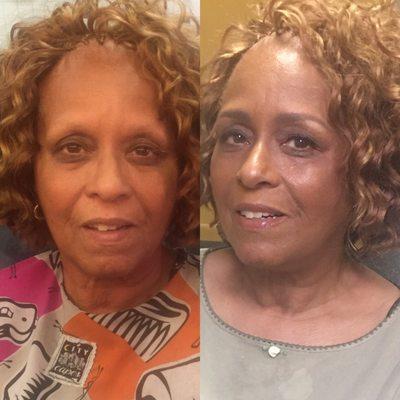 Before and After skincare and makeup for the beautifully mature client.