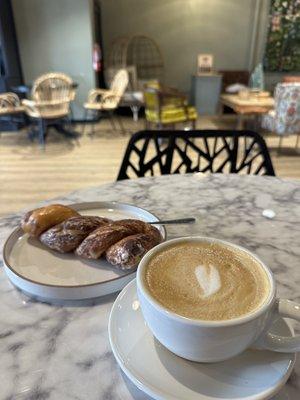 Cinnamon twist from Hana's Donuts. 8oz latte.