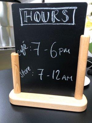 Store/ Cafe hours