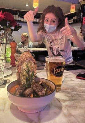 Fennel sausage stew and the world's best bartender.