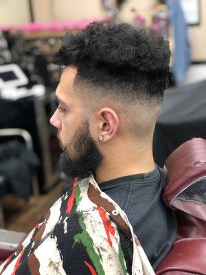 Skin fade and beard line up