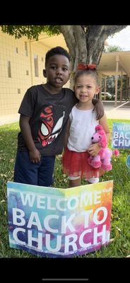 The little ones welcoming you back to church. Hope to see you soon!