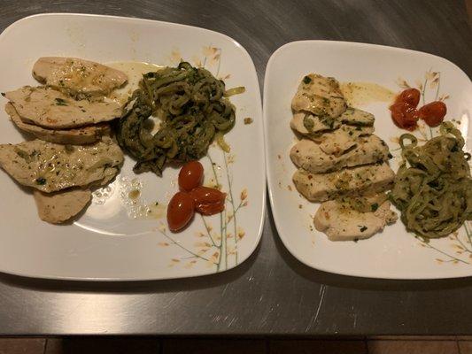 Pesto Chicken Zucchini Noodles for Two