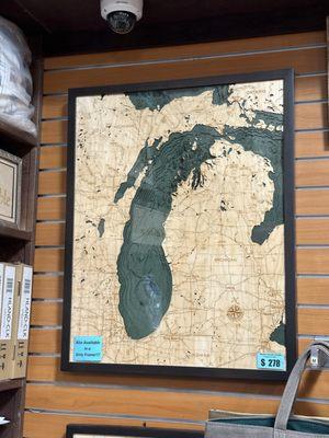 Mostly focused on Lake Michigan, this map includes most of the state