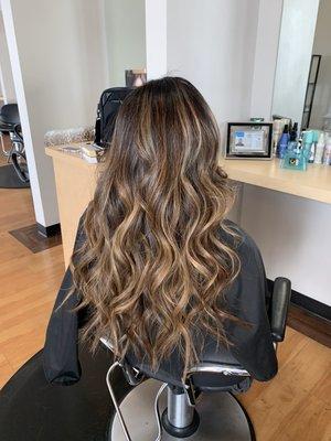 Beautiful balayage and long layer haircut