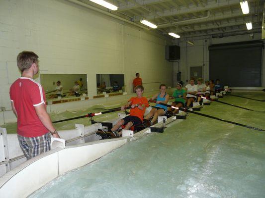 Practice on our indoor rowing tanks (very handy during the cold winters)