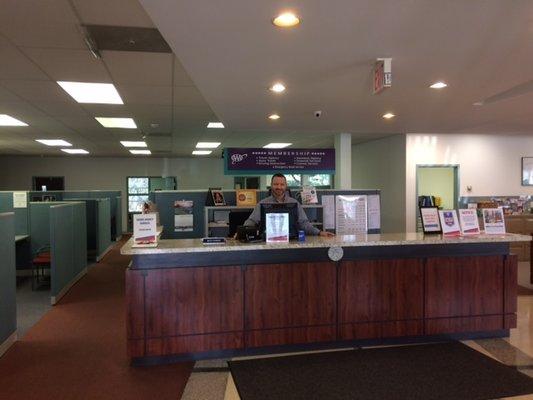 This is the receptionist desk inside front door.  Come in to meet the friendly staff!