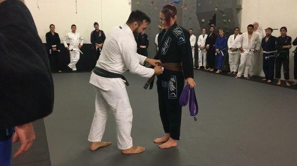 When #ufc fighter Gillian Robertson received her brown belt in BJJ from Anthony Esposito