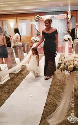 The recessional is finished as Abby the champion flower girl and I make our way back.