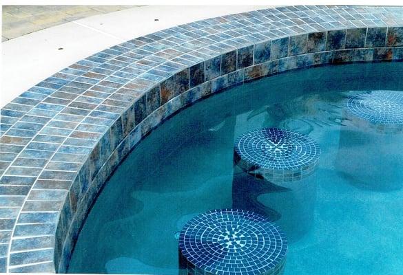 Swim up counter with barstools