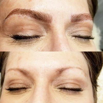 Before and after microblading