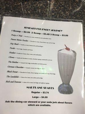 Super fun menu