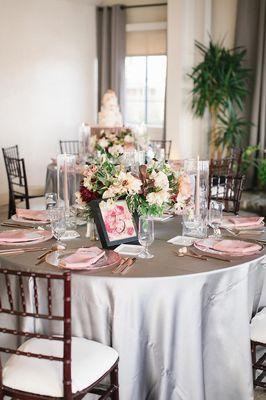 Centerpieces and table numbers