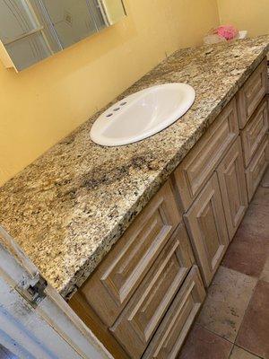 Granite and sink installation