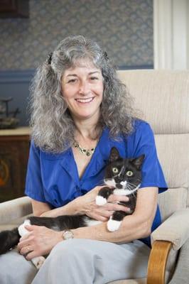 Deborah Cohen, LMFT and  Dr. Maxwell Katz (cat therapy assistant)