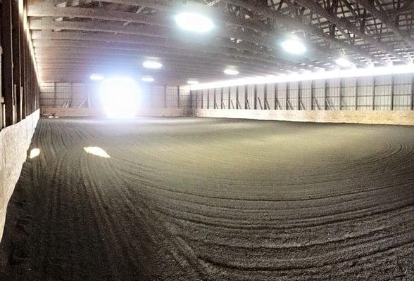 Indoor riding arena with brand new LED lighting.