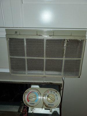 Dirty air conditioner filter from another room (15) my room was (16)