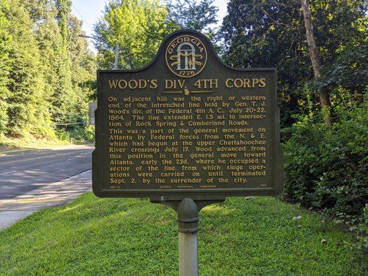 Wood's Div. 4th Corps Historical Marker, Atlanta