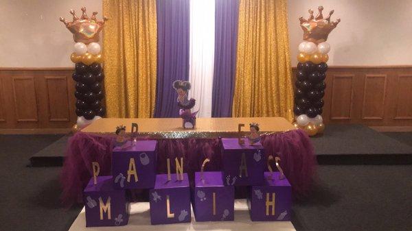 Balloons, purple, gold, royal, baby shower