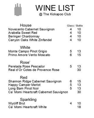 Wine menu