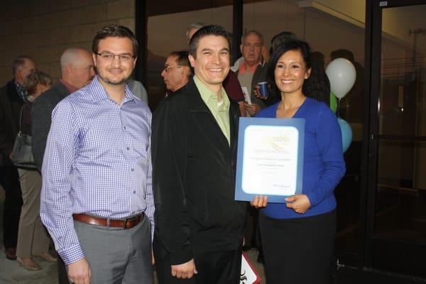 Prospect received their certificate from Rosilicie Bogh, Representative for Assemblyman Chad Mayes.