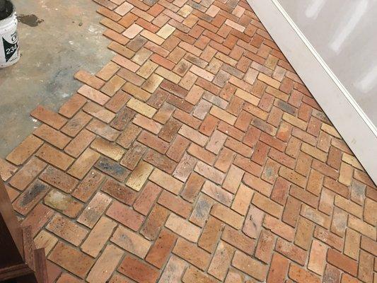 Thin brick in herringbone pattern