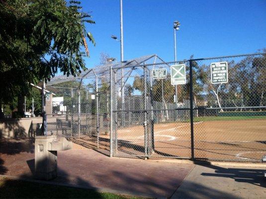 Baseball field looking towards the basketball courts