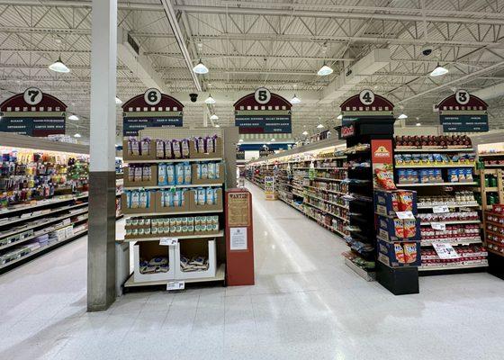 Aisles of household goods and foods