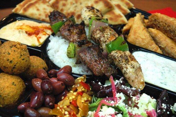 Chicken and Steak Kabob plate, amazing