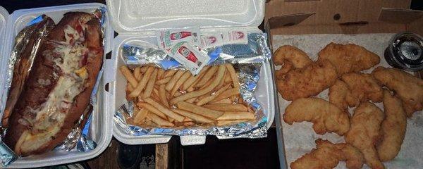 Meatball Sub, Fries, Chicken Tenders