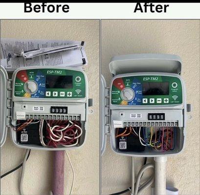 How we install controllers versus other people. This was a repair to an existing controller. Before and after photos.