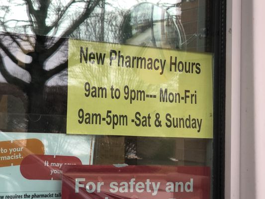 New hours during Coronavirus