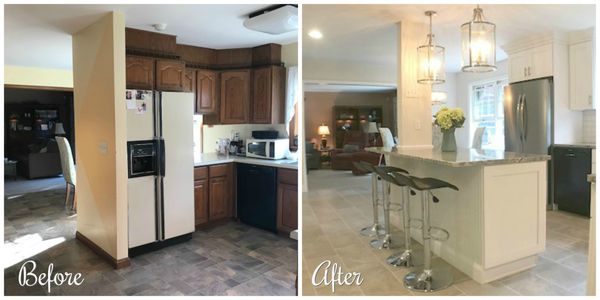 Kitchen wall removed for open concept