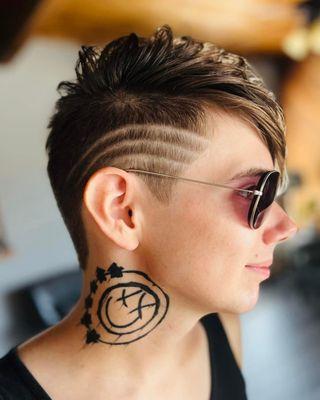 Three line design pixie cut