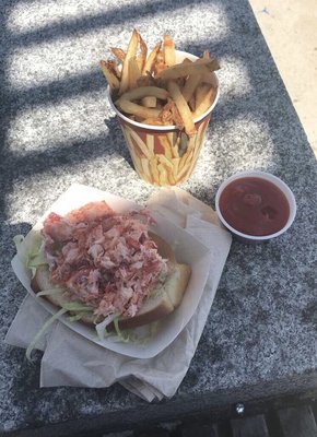 Lobster roll, medium fries. SO much food