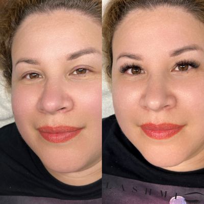 A new set of Hybrid lash extensions and 7 months healed lip blush