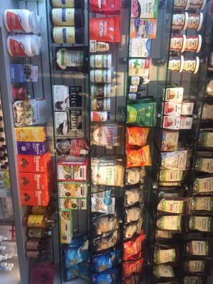 Snack wall! Trail mix, kale chips, baking mixes, instant oatmeal