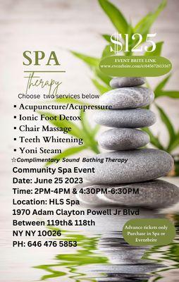 Community Spa Event 6/25/24 2PM-6PM