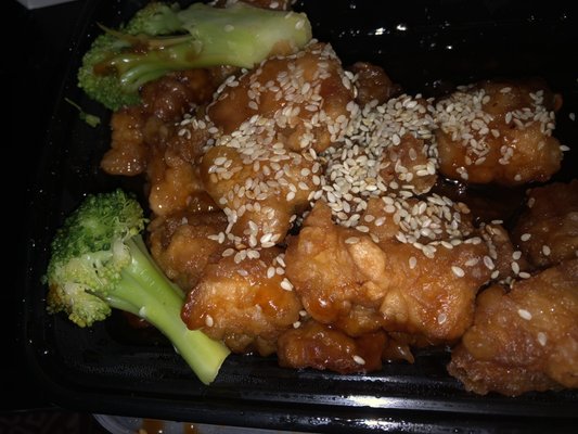 Chicken with Sesame Seeds   Basically General Tso w seeds - nicely cooked!